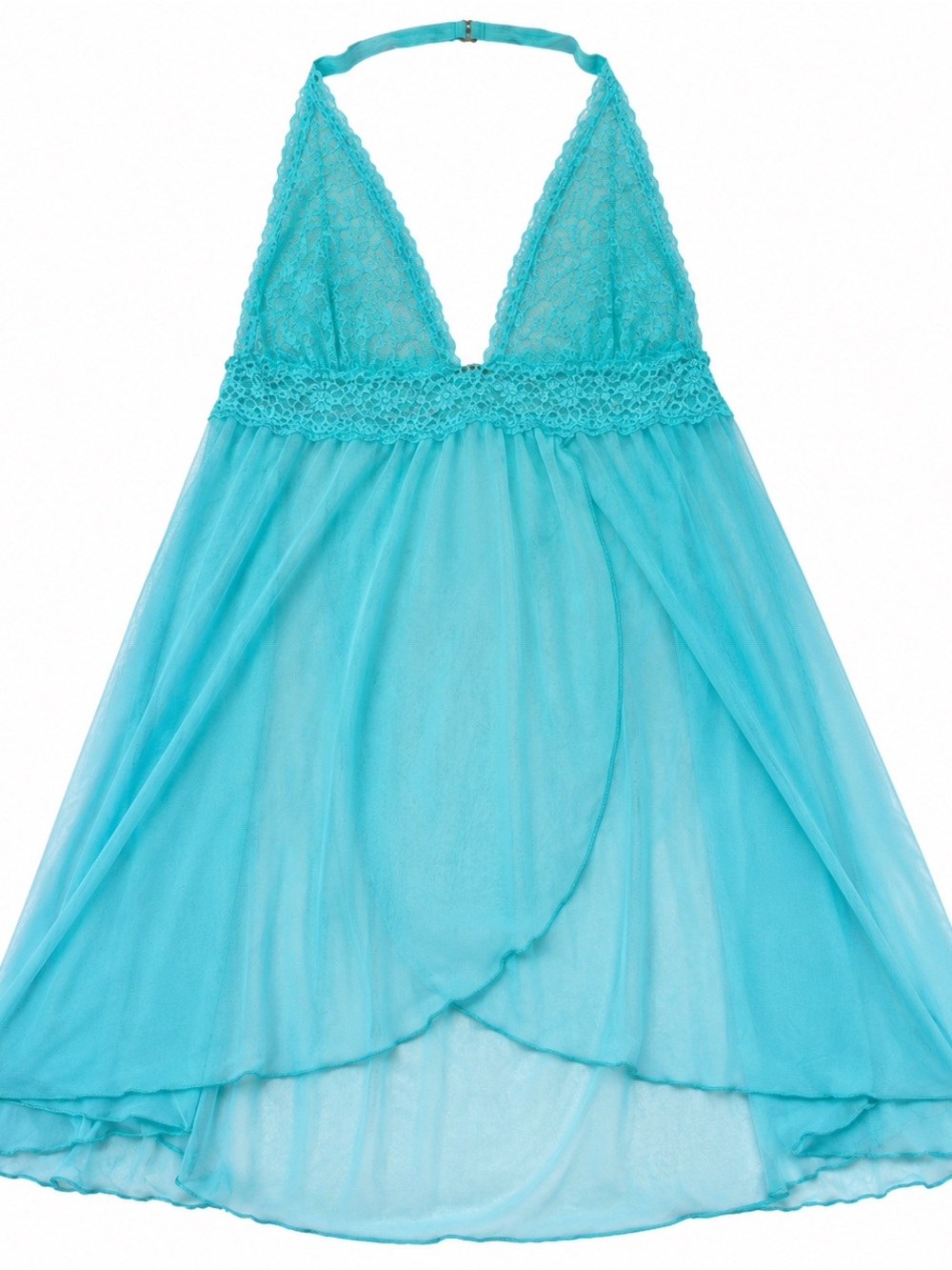 Victoria’s Secret “The Lacie” Turquoise Lace Halter Babydoll Lingerie Large